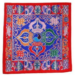 Mini Dorje 8 Auspicious Symbols Altar Cloth (XS), Blue