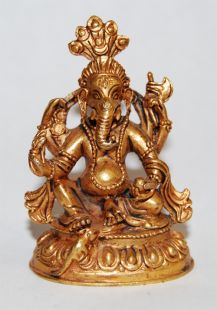 Ganesha Gilt Copper 2〝 Statue