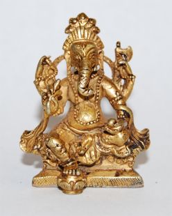 Ganesha Gilt Copper 2〝 Statue (II)