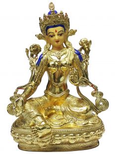 Green Tara statue (pure copper gilt gold)