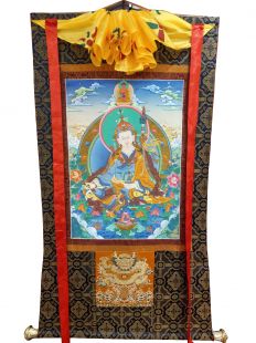 Assorted Guru Rinpoche thanka with brocade
