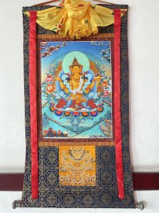 Assorted Lion Prajnaparamita thanka with brocade