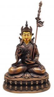Guru Rinpoche copper statue gold face 16cmH