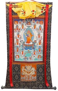 Assorted Thirteen Guru Rinpoche thanka with brocade