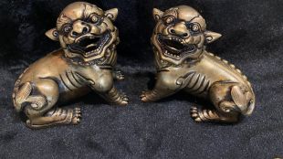 Lion/Elephant pair brass