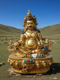 Yellow Zambala (Full gilt gold copper) 40cmH