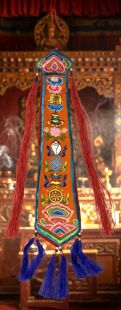 Damaru Chopen Embroidery 8 Auspicious Symbols(orange)