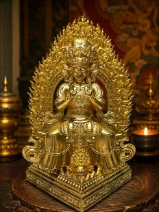 Finely Crafted Brass Statue of Tashi Lamo